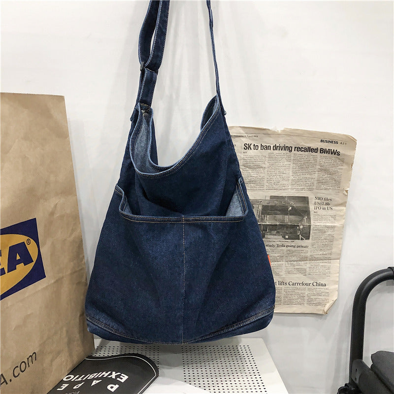 Women's Style Denim Canvas Korean Retro College Leisure Shopping Backpacks