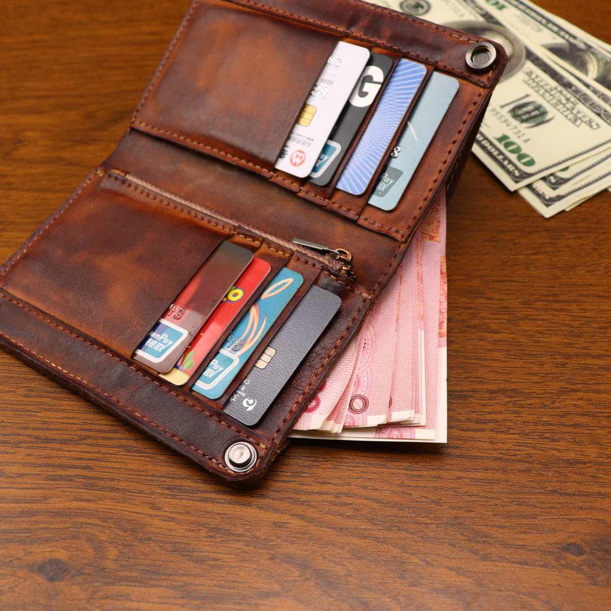 Men's Simplicity Retro Rub Colored First Layer Cowhide Men's Wallet