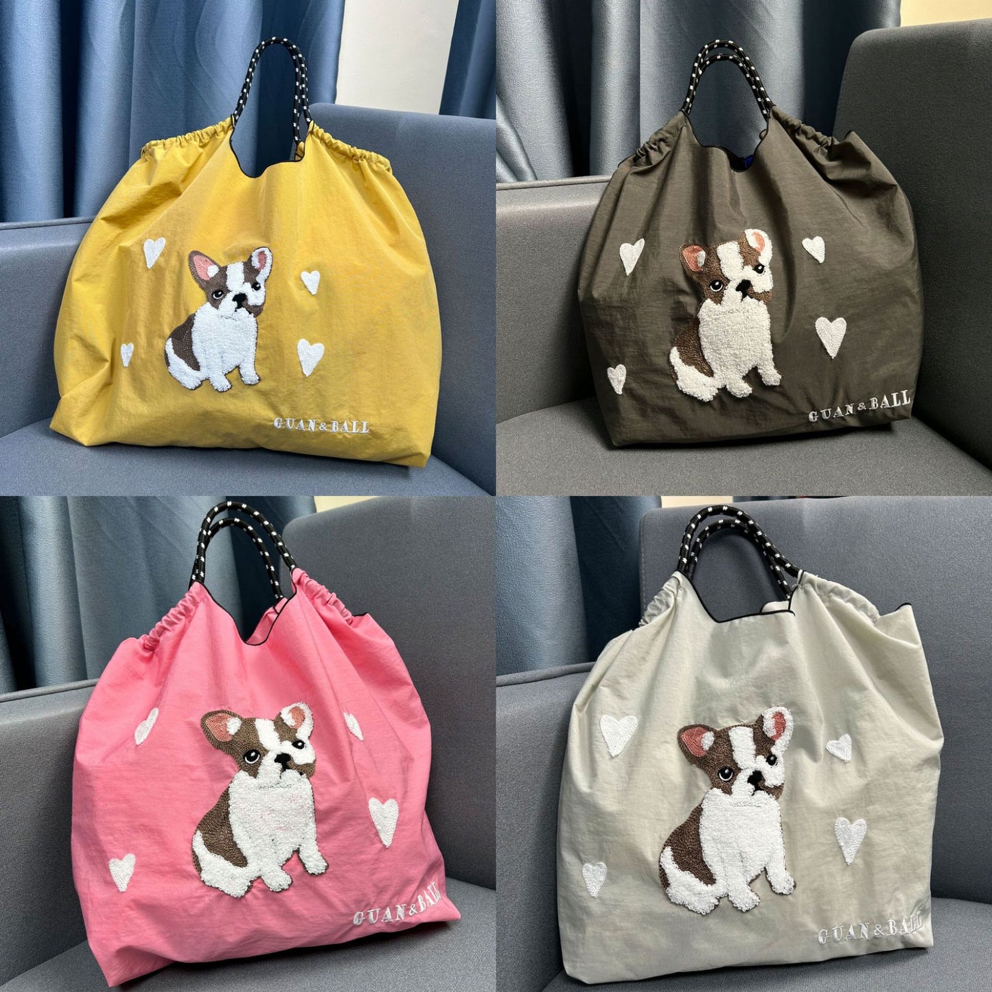 Round Upper Body Cute Dog Towel Embroidery Handbags