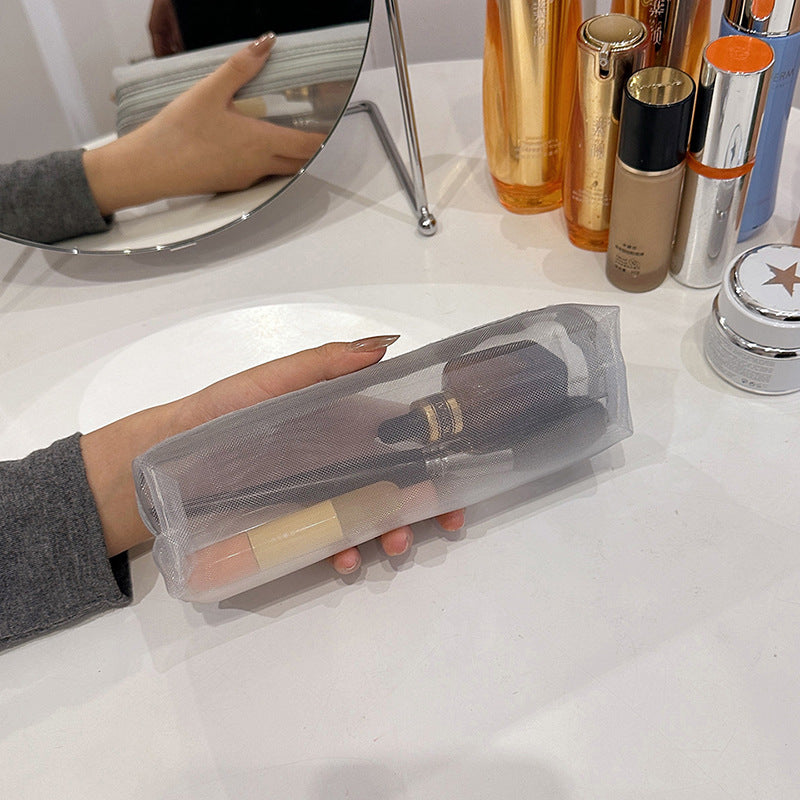 Triangle Mesh Portable Clear Eyebrow Pencil Brush Mini Makeup Bag