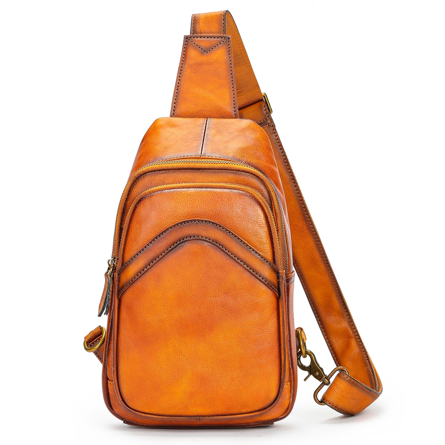 Men's Fashion Slouchy Popular Leather Cowhide Men's Chest Bags