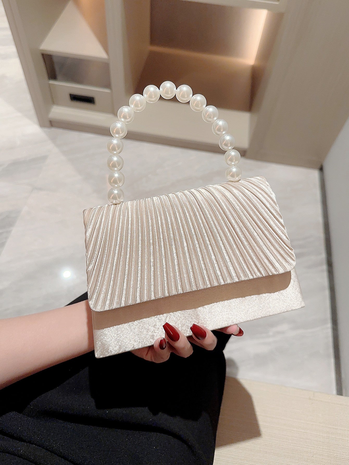 String Of Pearls Dress Elegant Pleated Handbags