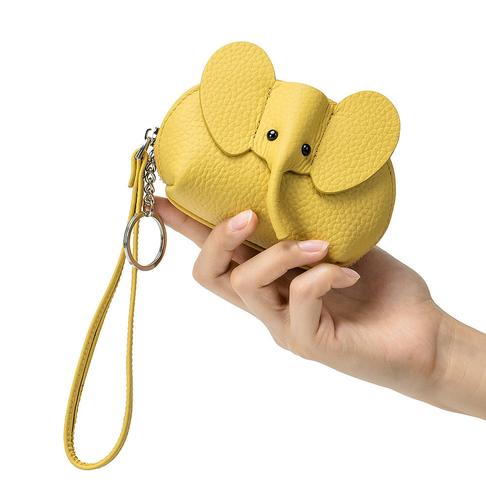 Women's Creative Genuine Leather Elephant First Layer Coin Purses