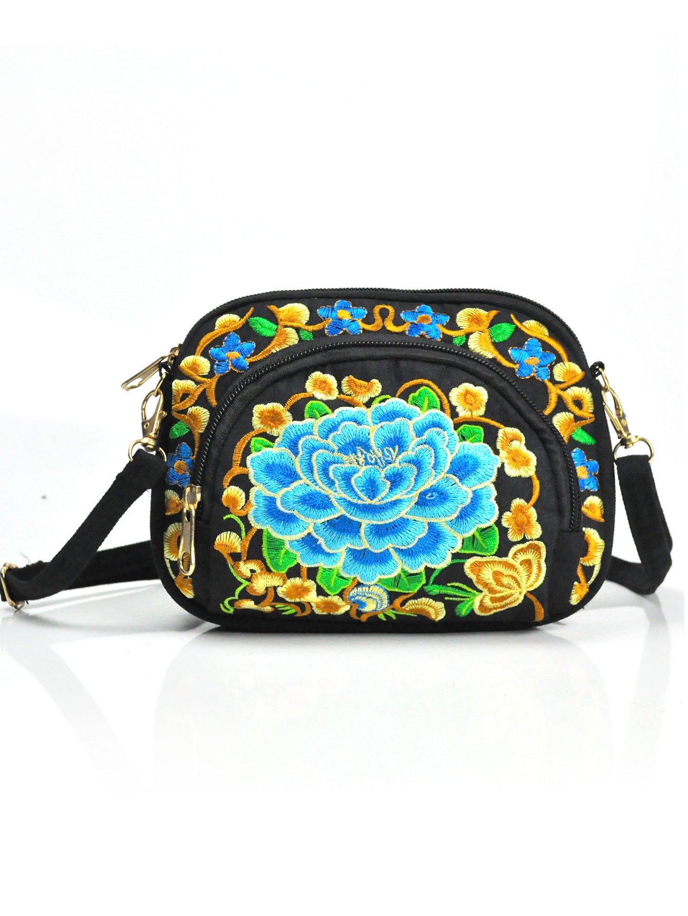 Embroidered Double Sided Embroidery Canvas Mobile Crossbody Bags