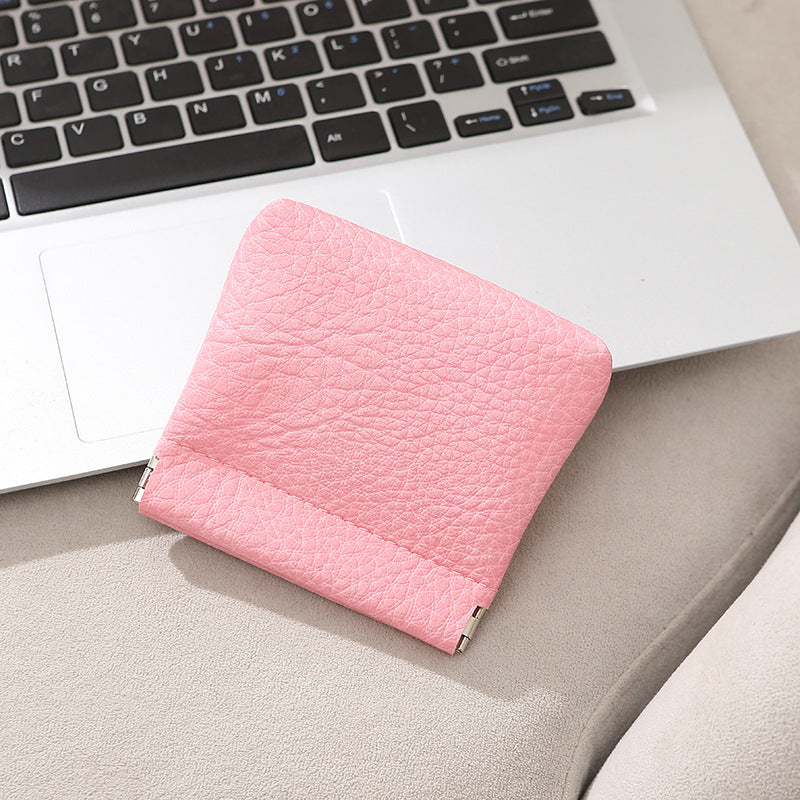 Unisex Imitation Leather Litchi Pattern Clip Mouth Pocket Coin Purses