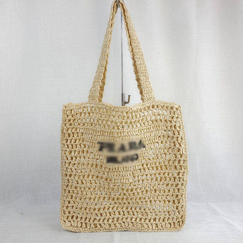 Paper String Woven Beach Versatile Letter Handbags