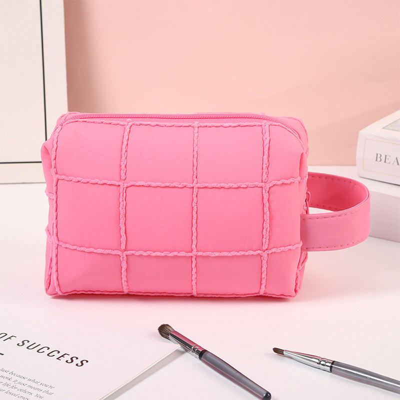 Women's Plaid Portable Large Capacity High Sense Makeup Bag
