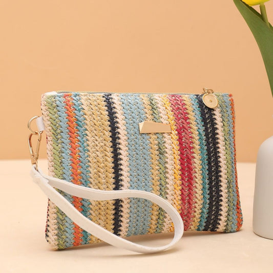 Women's Fashion Rainbow Woven Summer Clutch Fresh Crossbody Bags