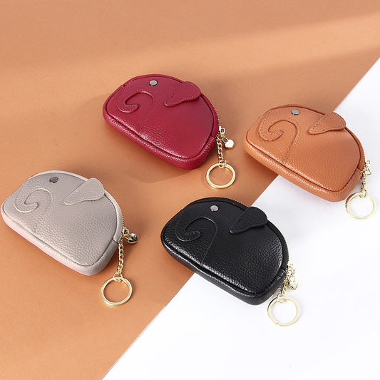 Creative Cute Cartoon Elephant Mini Pocket Genuine Leather Coin Purses