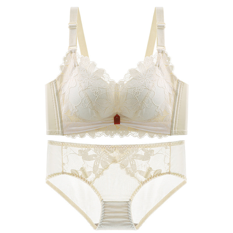 Women's Gathering Top Support Thickened Breathable Wireless Lingerie Sets