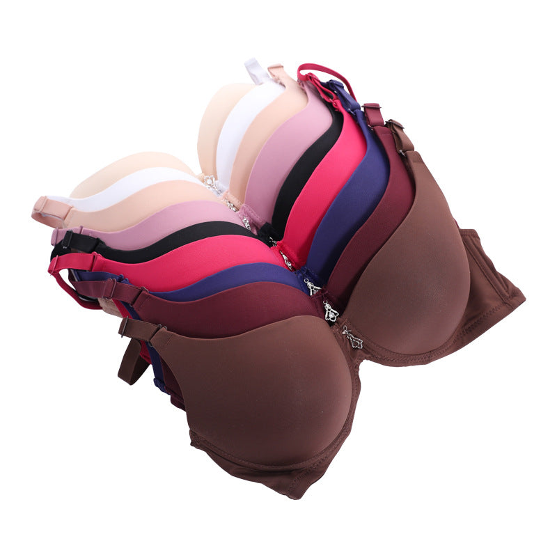 Women's Glossy Solid Color Adjustable Push Up Everyday Bras
