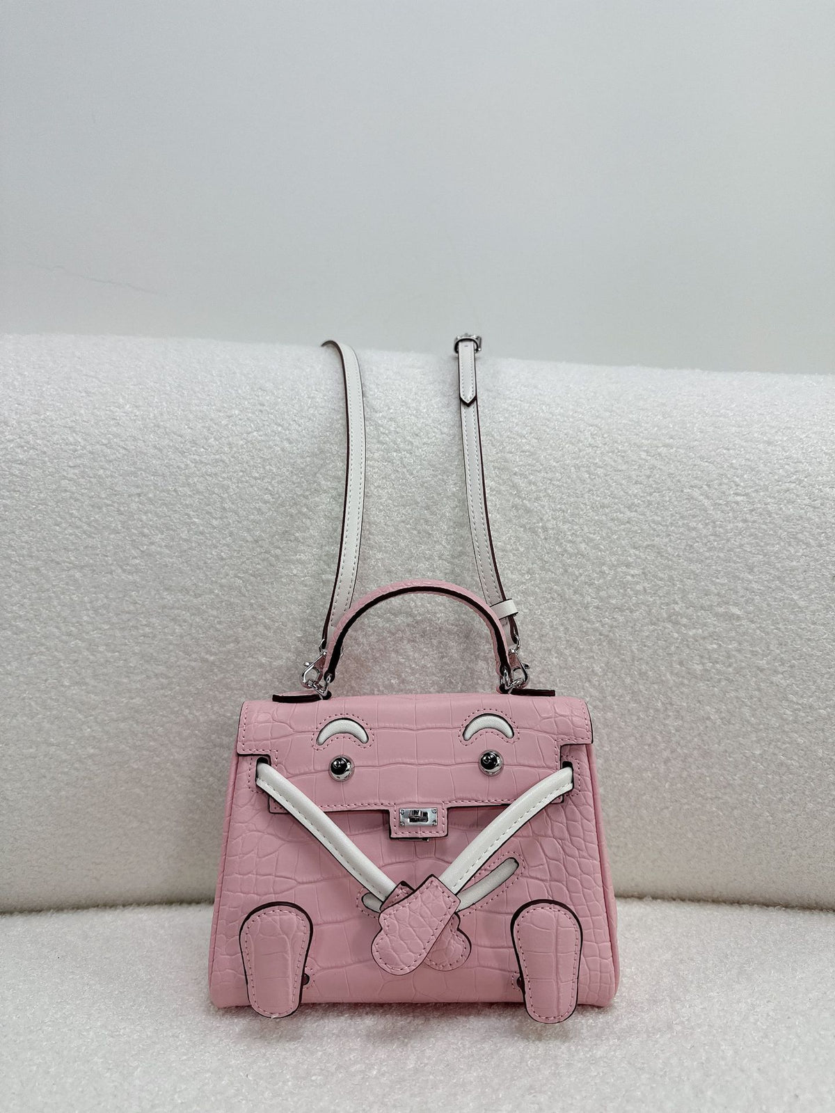 Crocodile Pattern Cowhide Millennium Doll Kelly Mini Bags