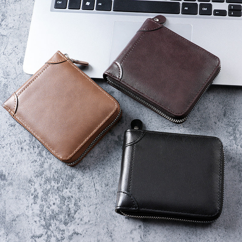 Men's Short Classic Fashion Trendy Clip Full Coin Purses