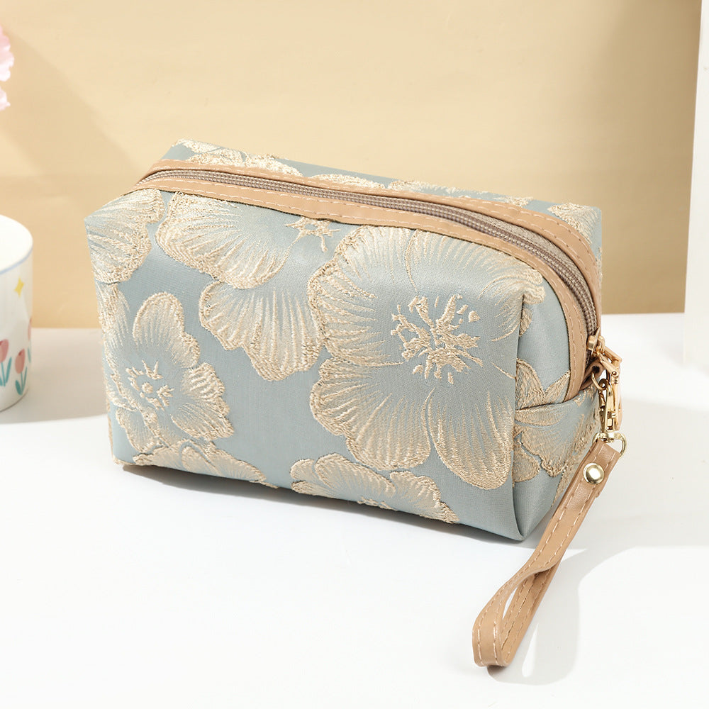 Vintage Flower Fashion Clutch Large Capacity Portable Makeup Bag