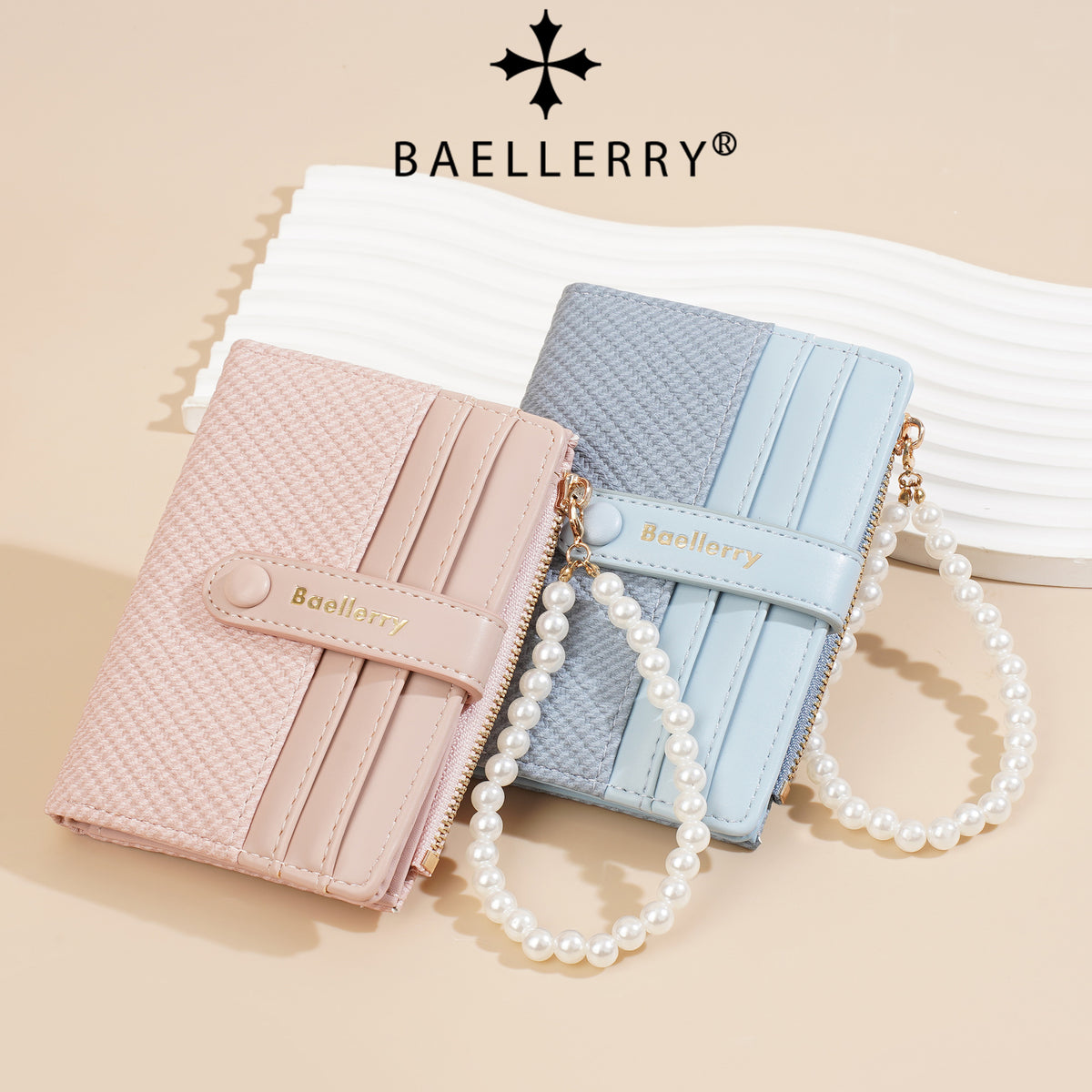 Women's Short Style Multiple Slots Pearl Bracelet Ladies Wallet