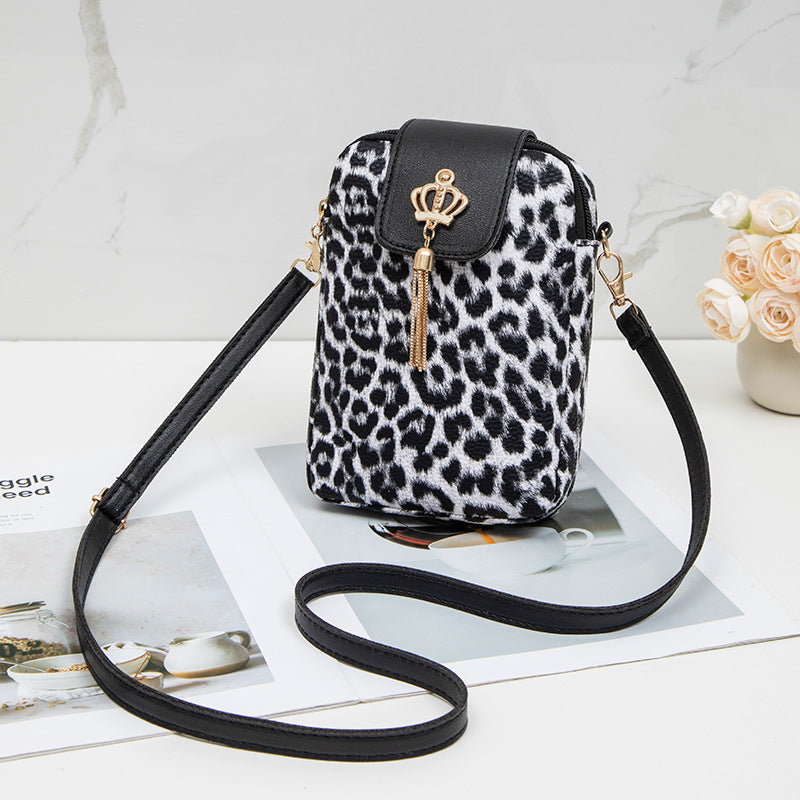 Fashionable Woven Crown Decorative Mobile Plaid Women's Messenger Bag