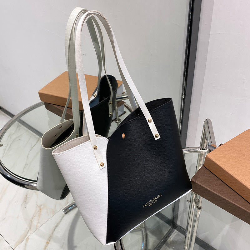 Women's Trendy Fashion Cool Contrast Color Tote Bags