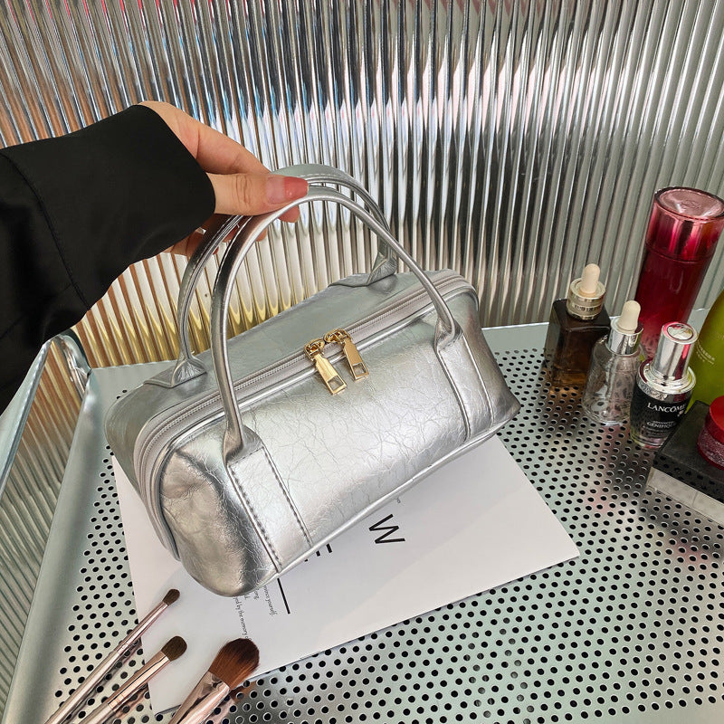 Creative Sier Leather Portable Storage Toiletry Cosmetic Bags