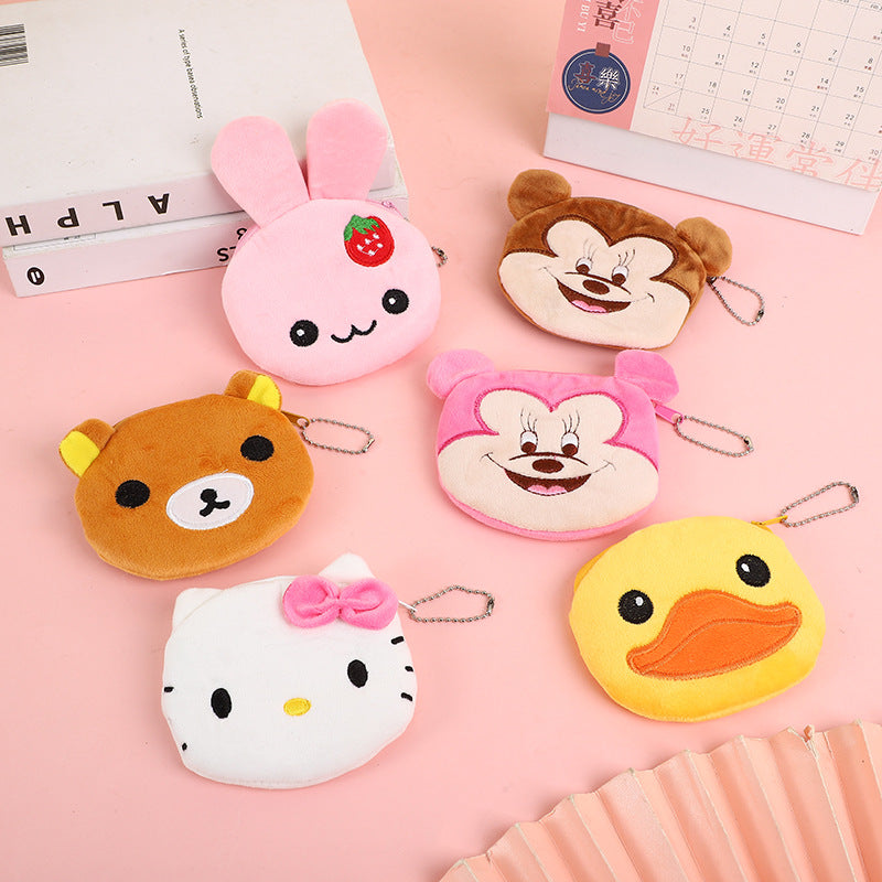 Korean Cartoon Heart Portable Mini Plush Coin Purses