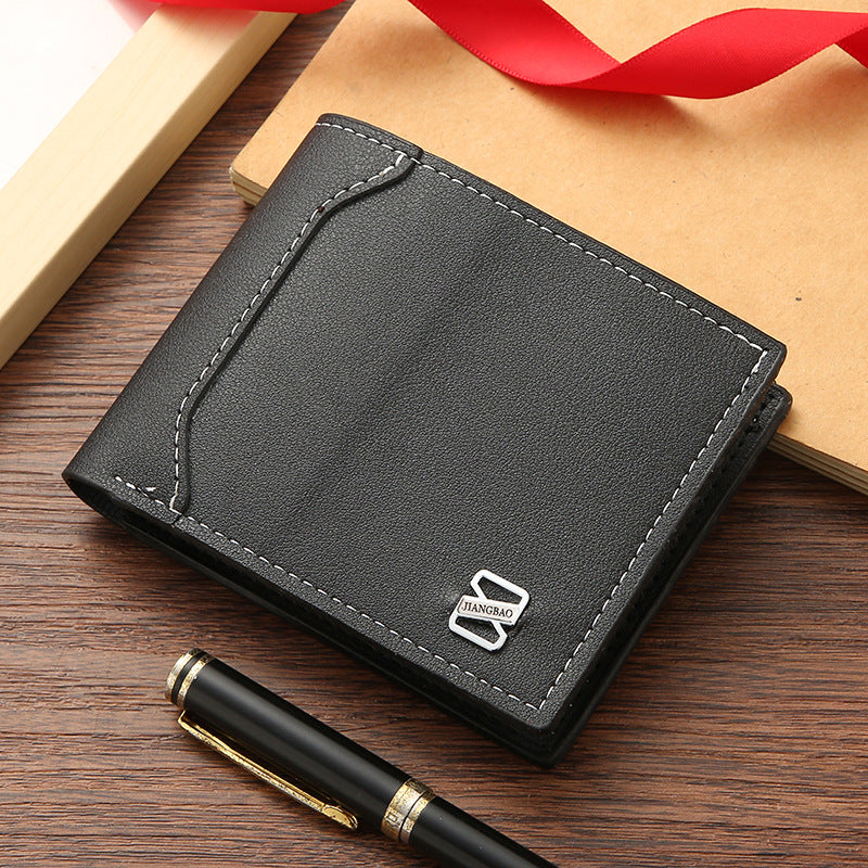 Men's Short Fashion Leather Patchwork Green Horizontal Men's Wallets