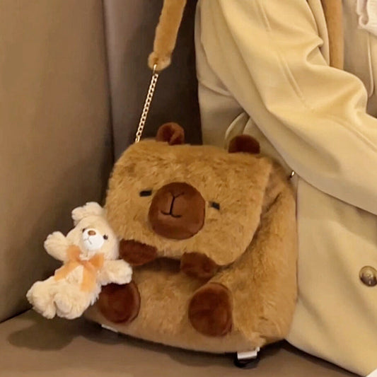 Creative Cute Cartoon Capybara Plush Female Backpacks