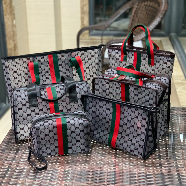 Fog Flower Korean Mesh Flocking Large Capacity Portable Bags