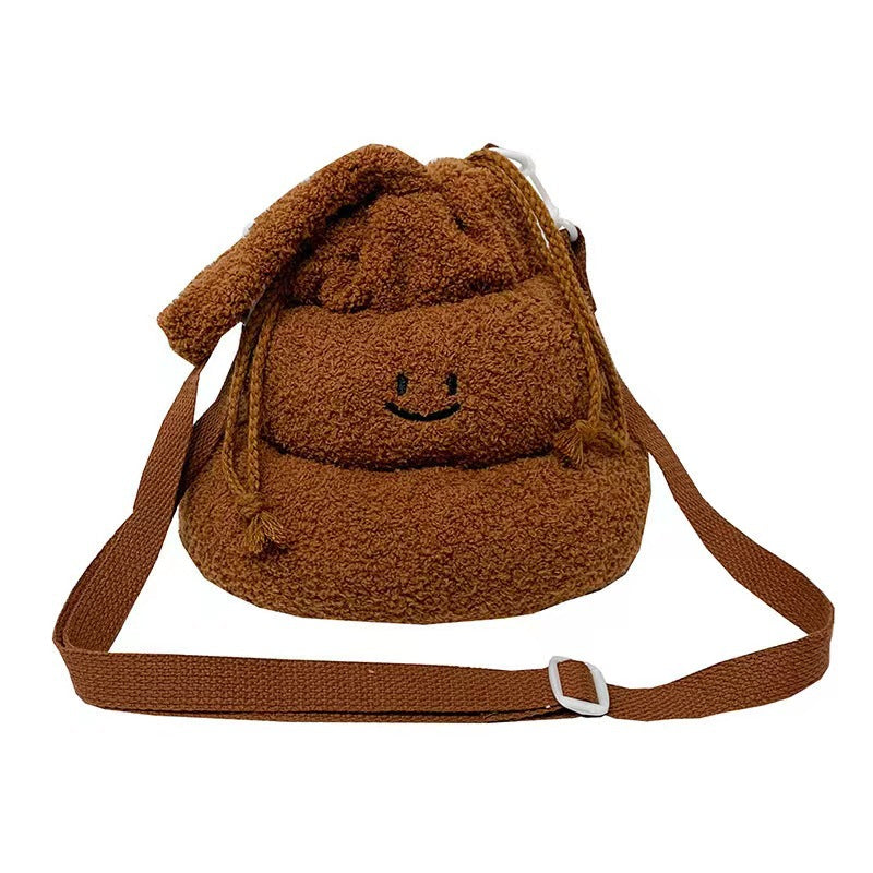 Portable Plush Female Cute Funny Niche Drawstring Cake Handbags