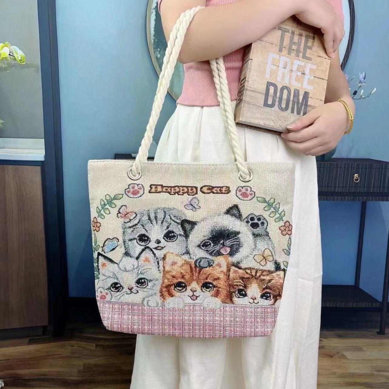 Women's Style Medium Canvas Large Double Sided Shoulder Bags