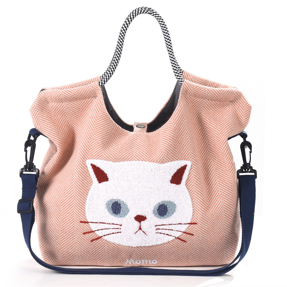 Women's Winter Cartoon Embroidered Fashion Large Capacity Women's Shoulder Bag