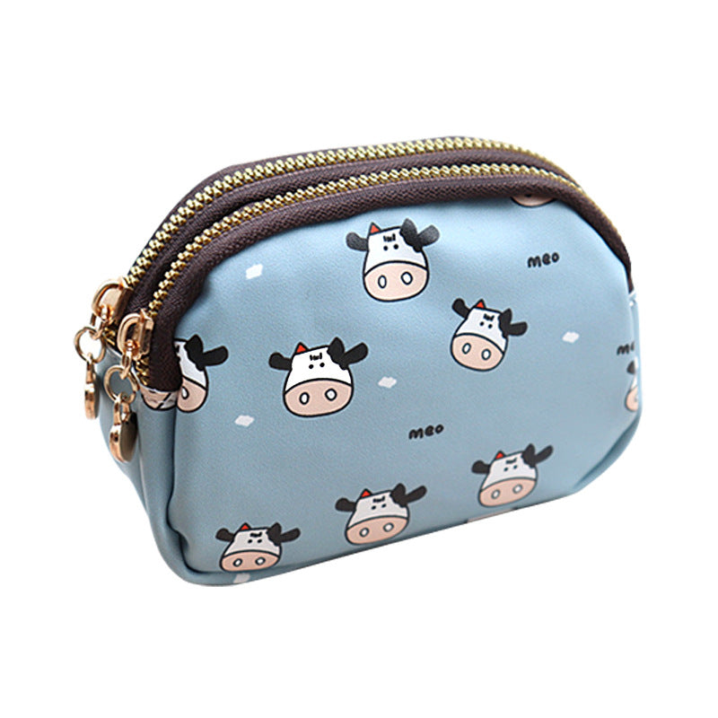 Cool Fresh Double Zipper Cute Cow Ladies Wallets