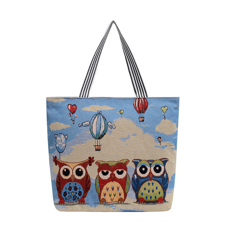 Cartoon Embroidered Leisure Big Owl Embroidery Bags