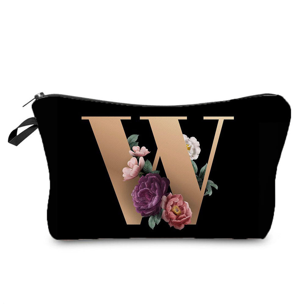 Gold Letter Printing Portable Toiletry Storage Cosmetic Bags
