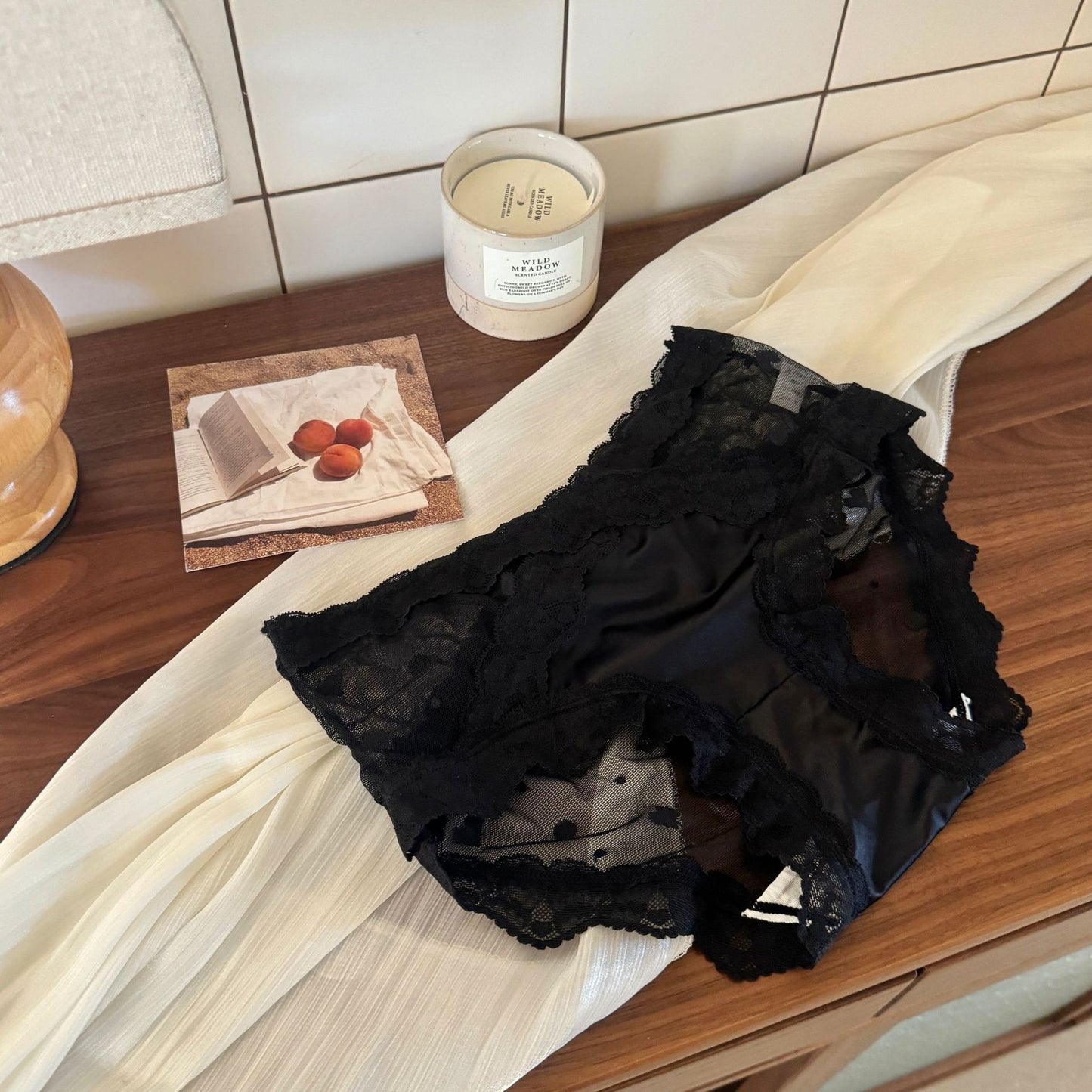 Women's Lace Trim Mesh High Elastic Comfortable Pure Panties