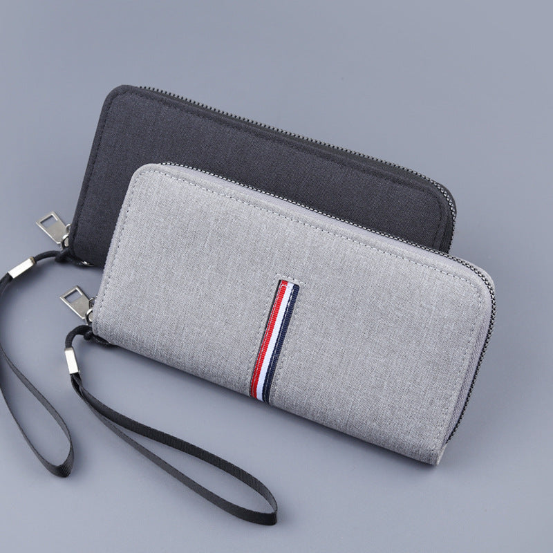 Men's Canvas Wrist Strap Clutch Zipper Cloth Men's Wallets