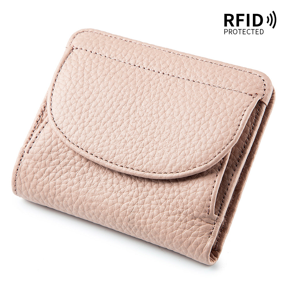 Women's Mini Simple Folding Genuine Leather Female Ladies Wallets