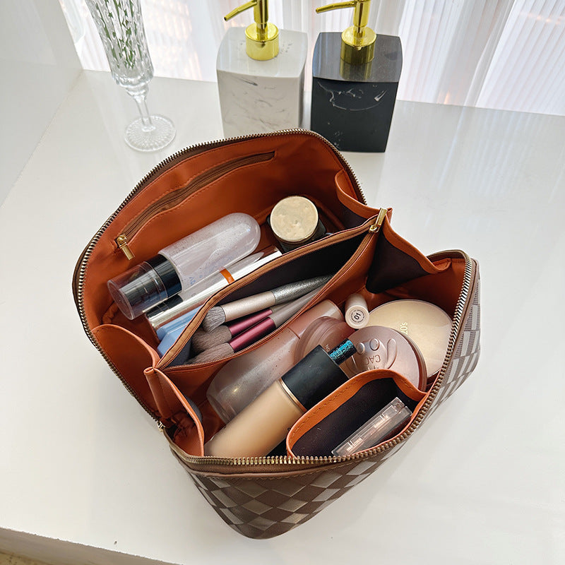 Diamond Leather Tile Cosmetics Storage Portable Cosmetic Bags