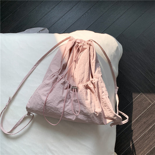 Niche High-grade Large Capacity Pleated Drawstring Backpacks