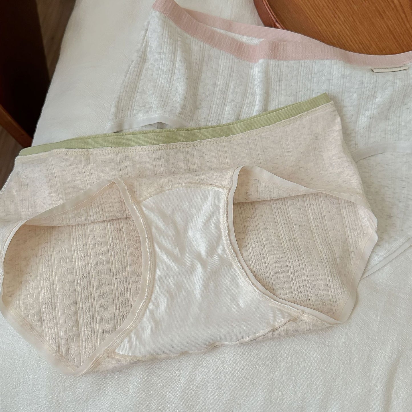 Women's Matching Fabric Cotton Underwear Full Pants Antibacterial Lengthened Panties