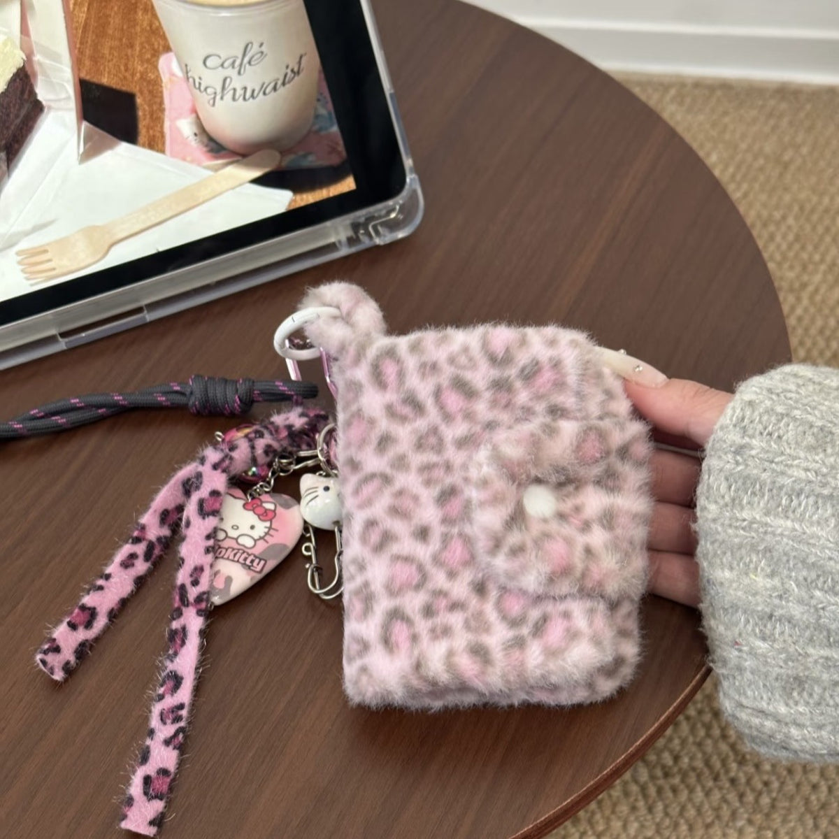 Mini Female Pink Leopard Print Out Shopping Makeup Bag