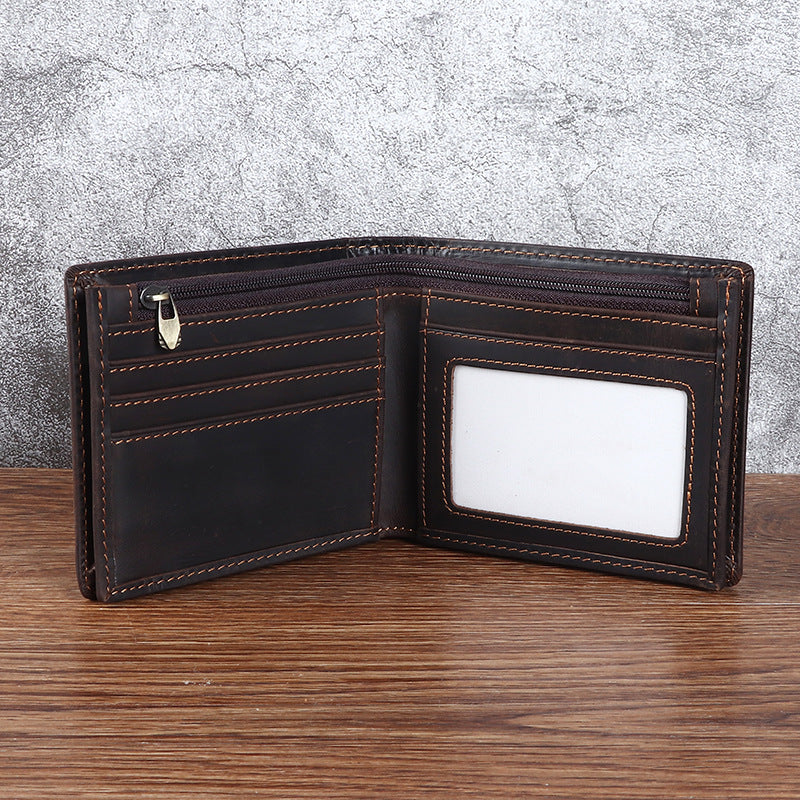 Men's Crazy Horse Leather Short Business First Layer Men's Wallets