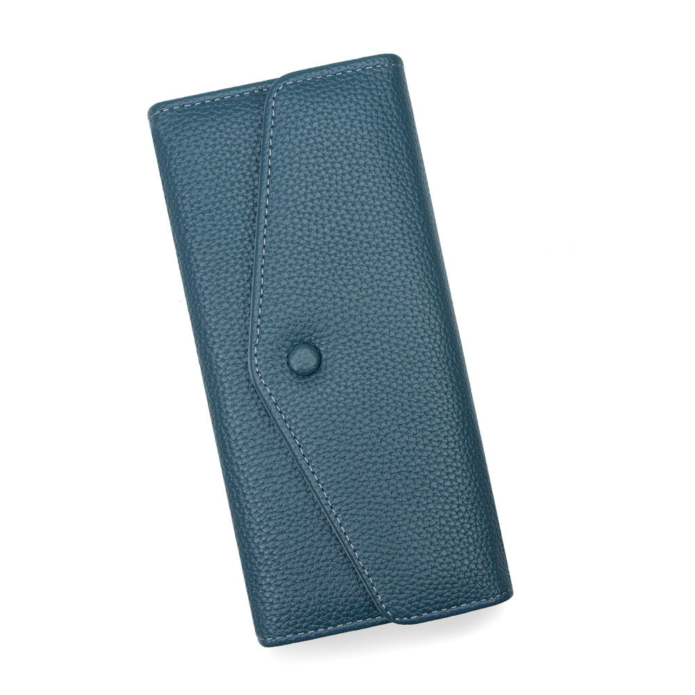 Lychee Pattern Clutch Two Fold Large Ladies Wallet