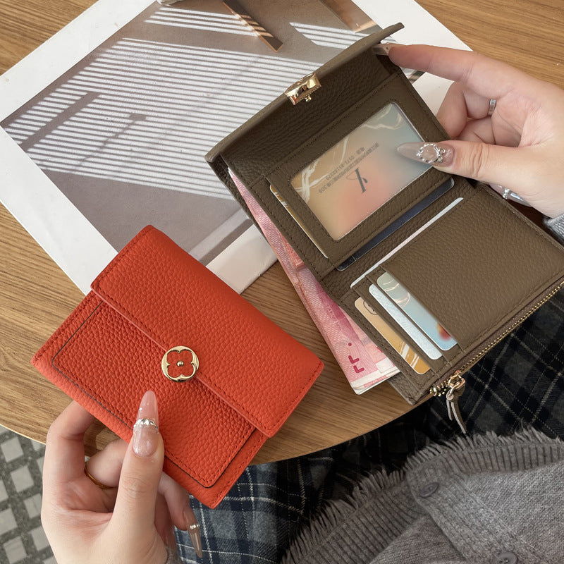 Women's Leather Short Exquisite Multi Slots Large Coin Purses