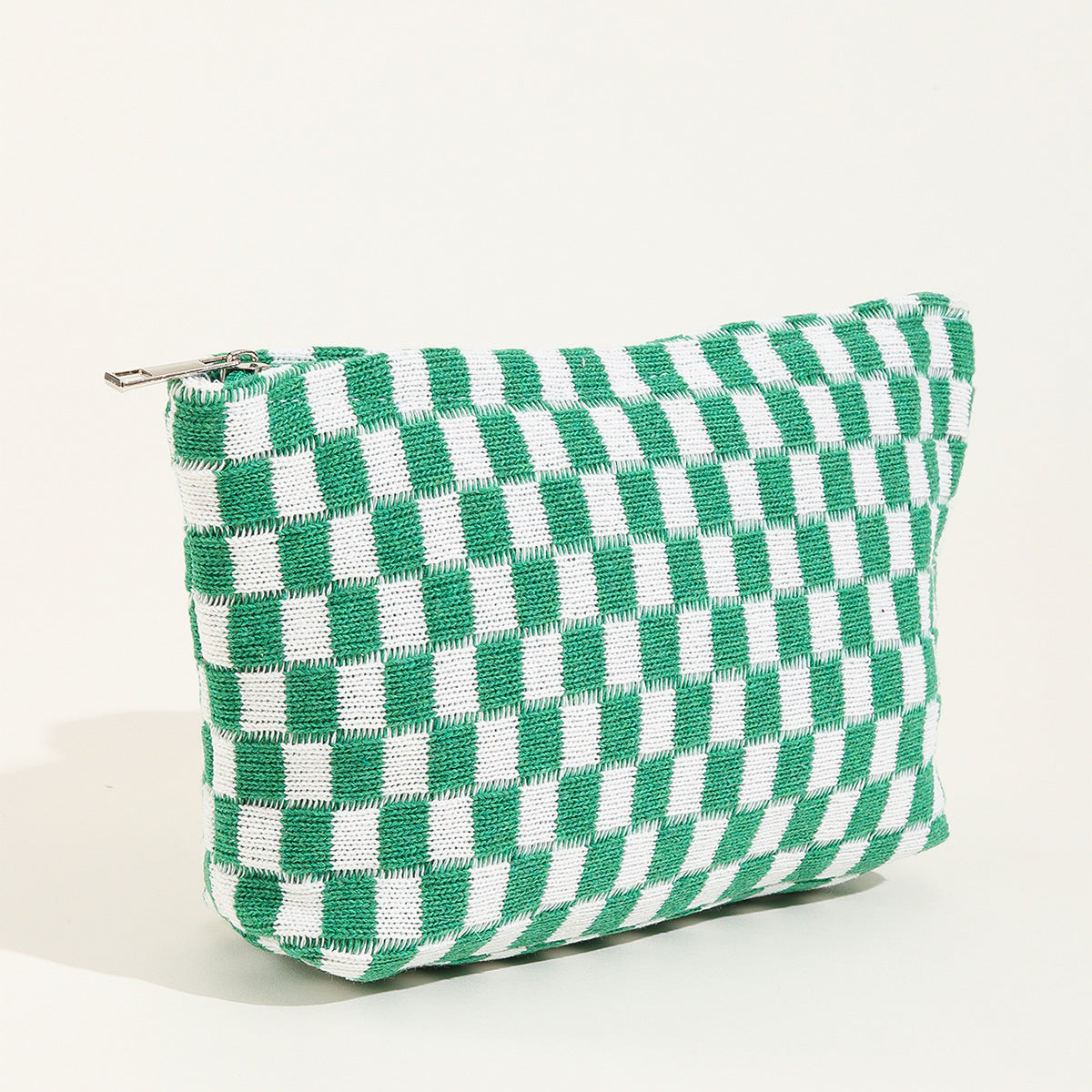 Large Wool Chessboard Grid Capacity Pencil Cosmetic Bags