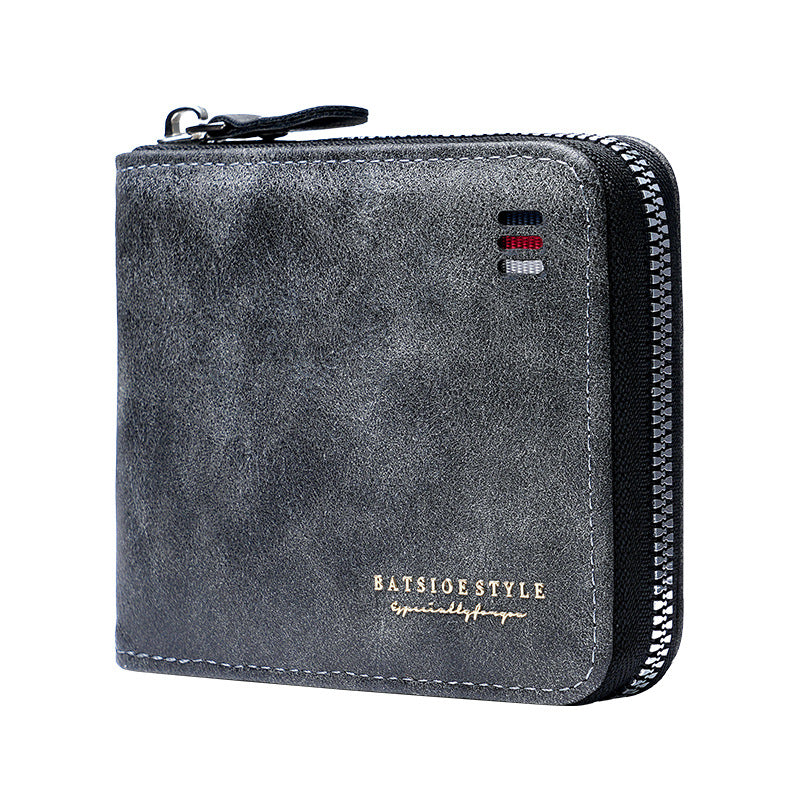 Men's Vintage Zipper Short Multiple Slots Fashion Men's Wallets