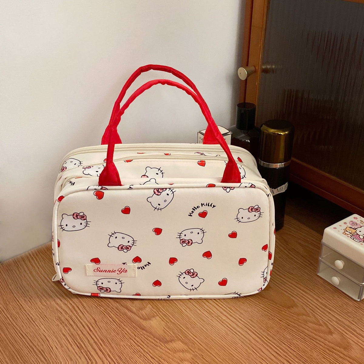 Good-looking Partition Storage Portable Cosmetics Buggy Hanging Large Makeup Bag
