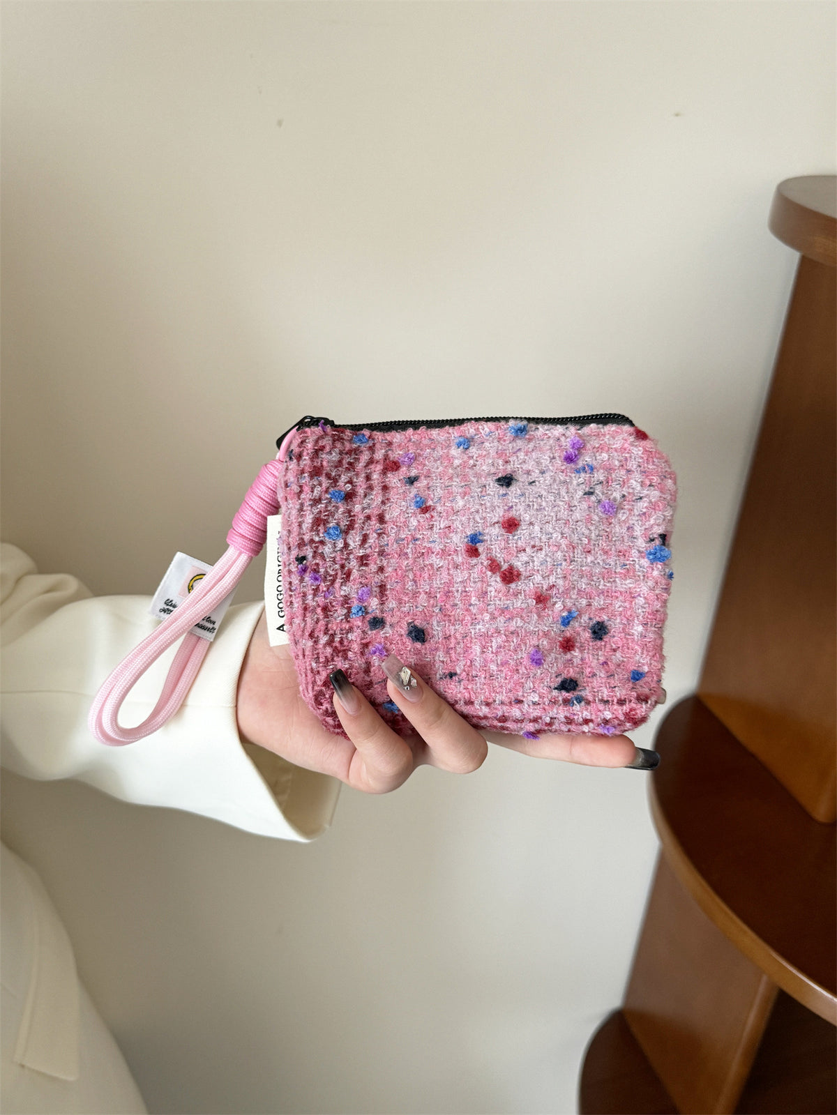 Classic Style Woolen Clutch Sweet Storage Cosmetic Bags