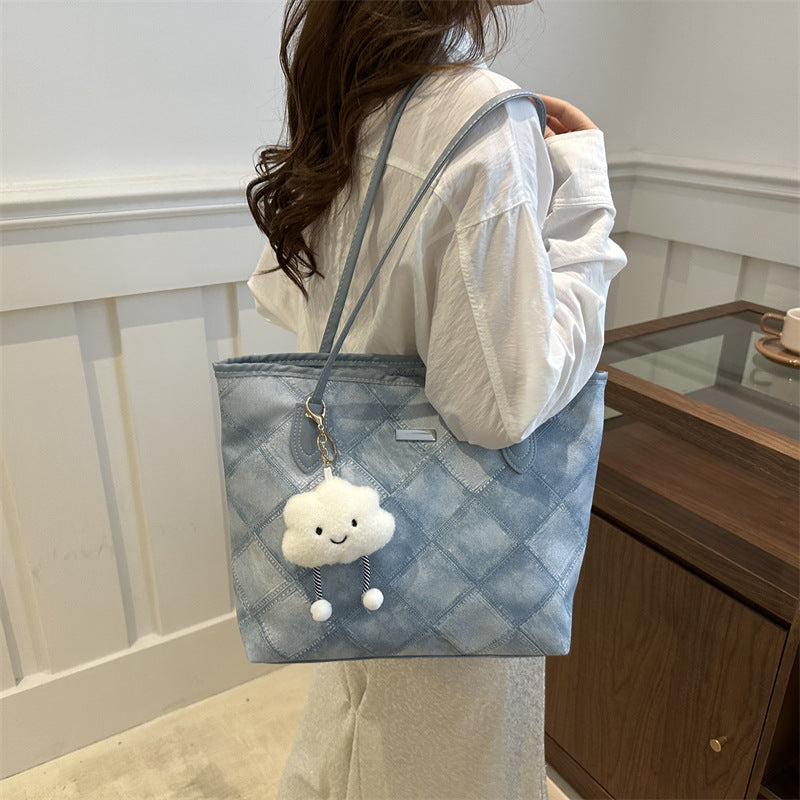 Women's Simple Rhombus Large Capacity Texture Pendant Summer Western Style Women's Shoulder Bag