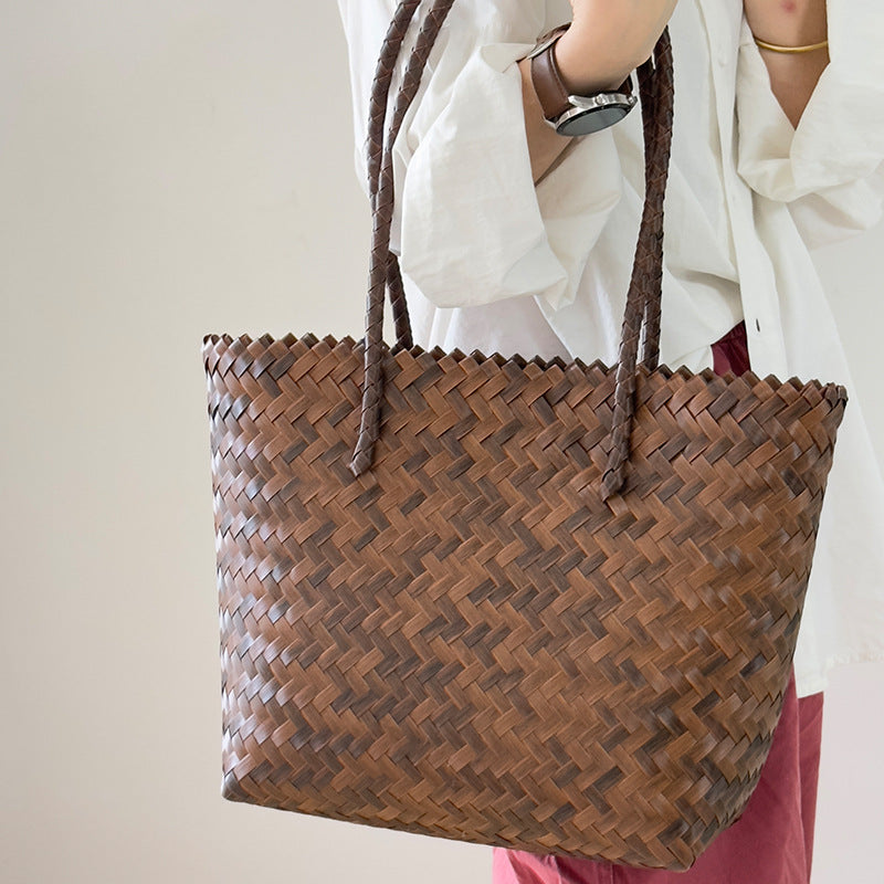 Women's Fashion Trendy Handmade Rattan Weave Retro Bags