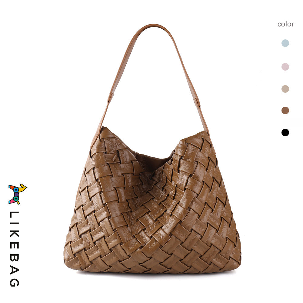 Women's Capacity Composite Portable Soft Leather Textured Women's Shoulder Bag