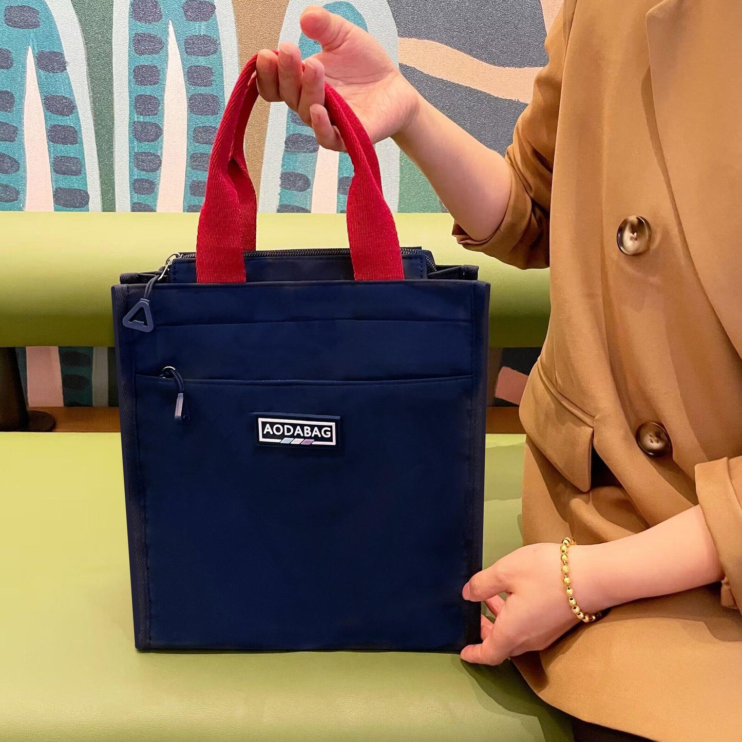 Umbrella Cloth Mummy Simple Large Capacity Zipper Lunch Handbags